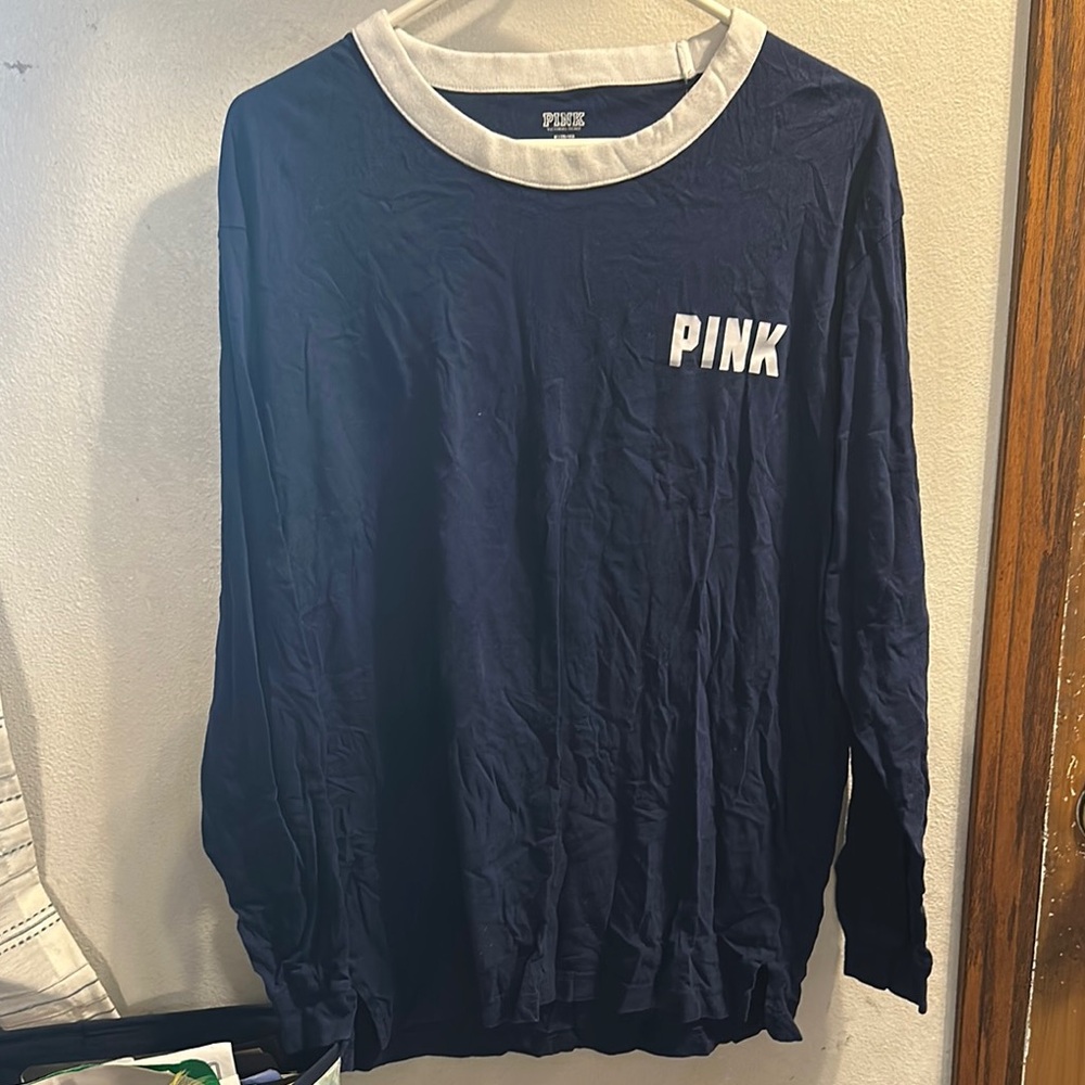 Navy Long Sleeve Shirt with White Trim